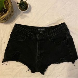 Black jean shorts